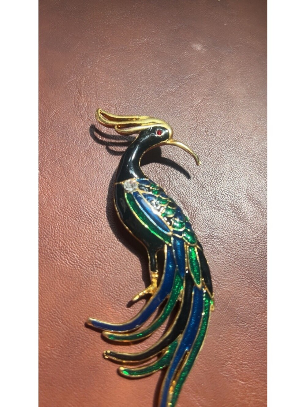 Vintage Bird of Paradise Large Brooch Pin Statement Brightly Colored Enamel